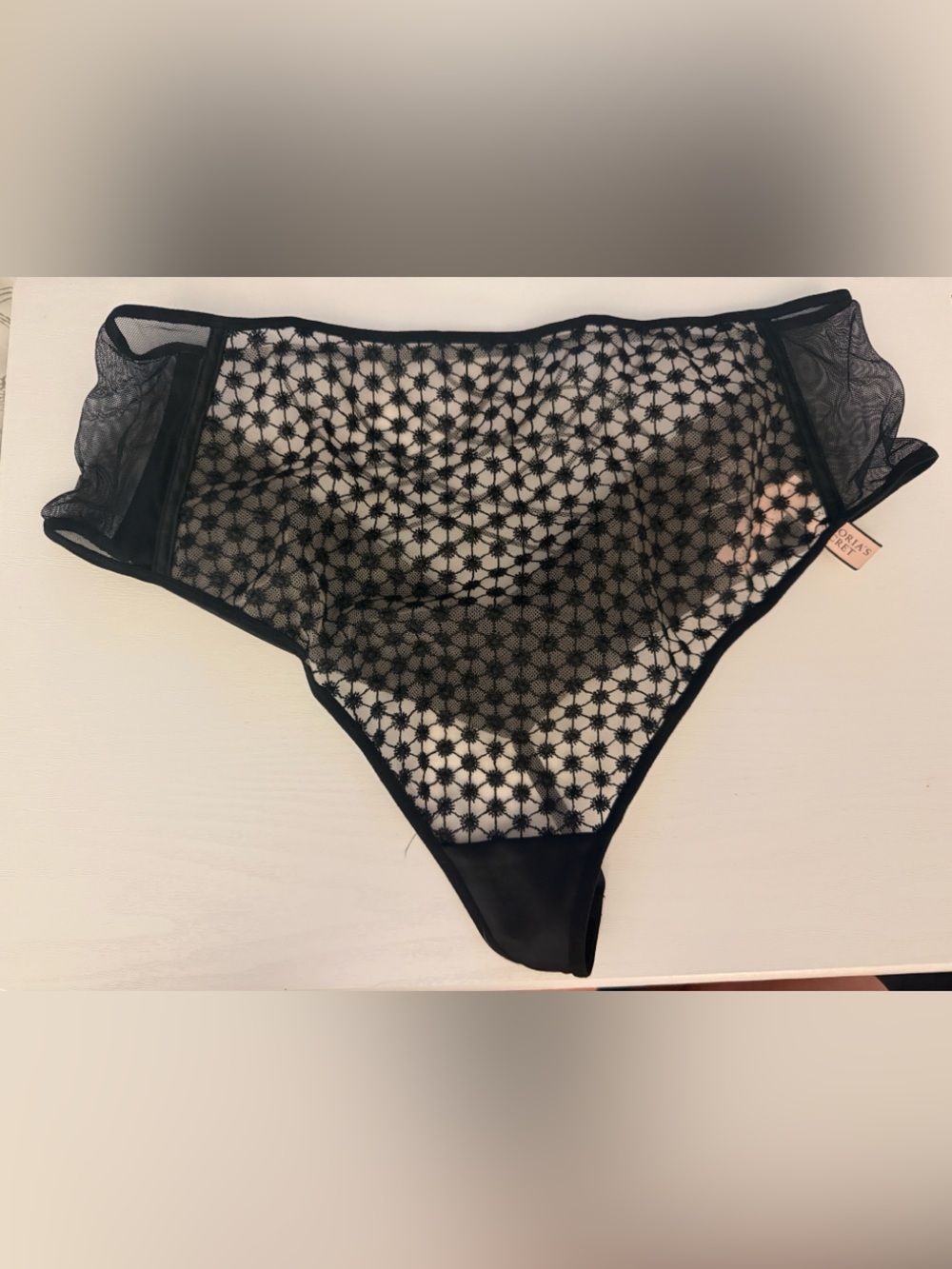 Victoria's Secret Black Sheer Floral Mesh High-Waist Briefs